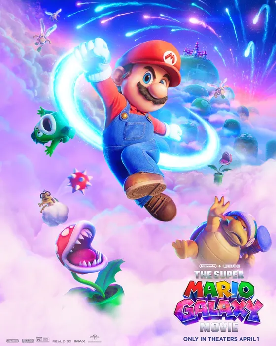 Mario character poster — “Same hero, new adventure.”